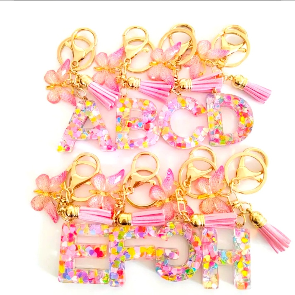 Pink letter keychain/ bag charm